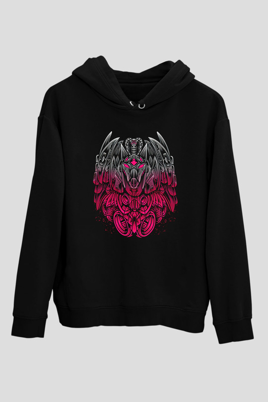 Anubis Baskılı Unisex Siyah Hoodie