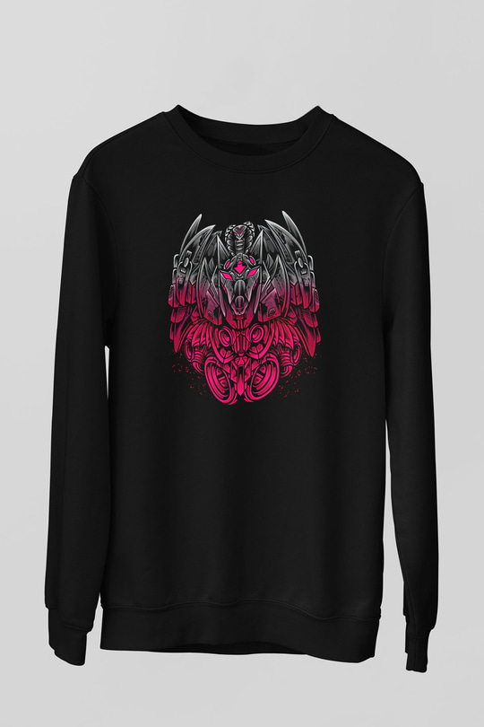 Anubis Baskılı Unisex Siyah Sweatshirt