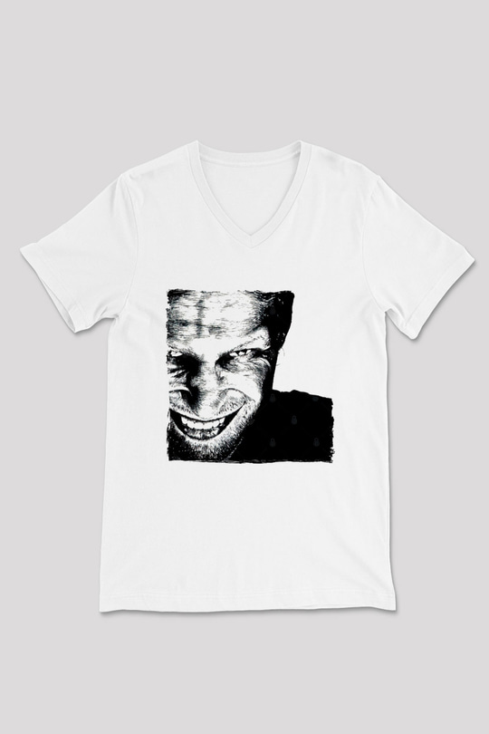 Aphex Twin Baskılı Beyaz Unisex V Yaka Tişört - Tshirt