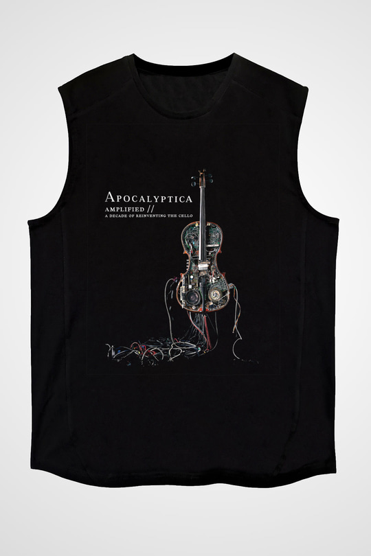 Apocalyptica Baskılı Unisex Siyah Kolsuz Tişört