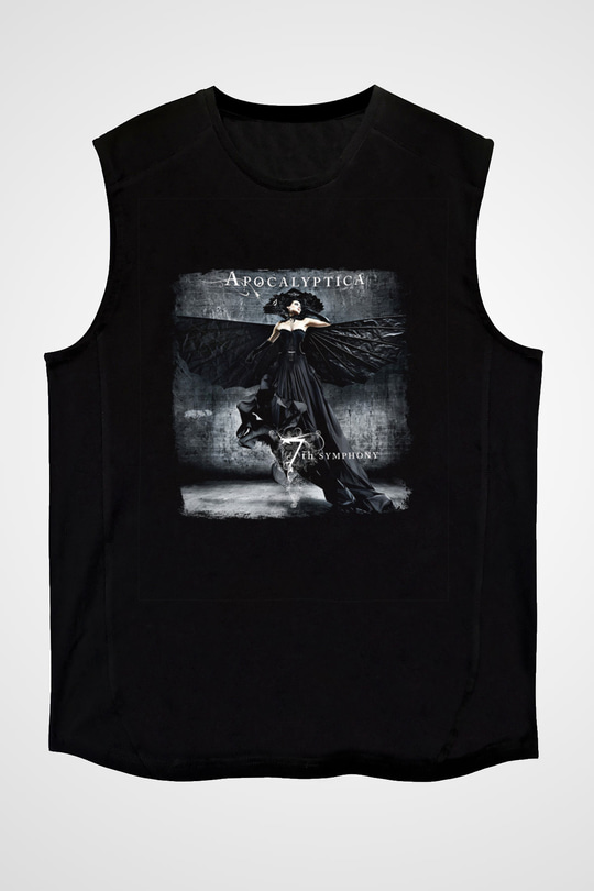 Apocalyptica Baskılı Unisex Siyah Kolsuz Tişört