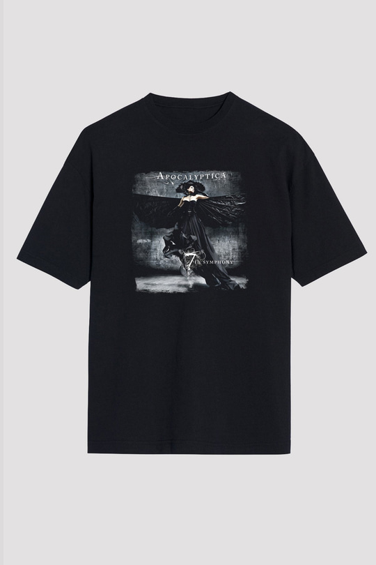 Apocalyptica Baskılı Unisex Siyah Oversize Tişört