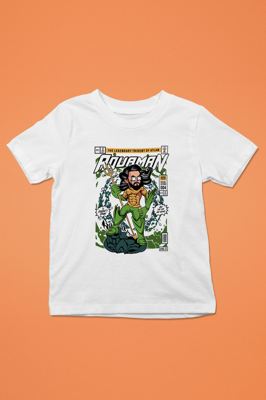 Aquaman Baskılı Unisex Beyaz Çocuk Tişört