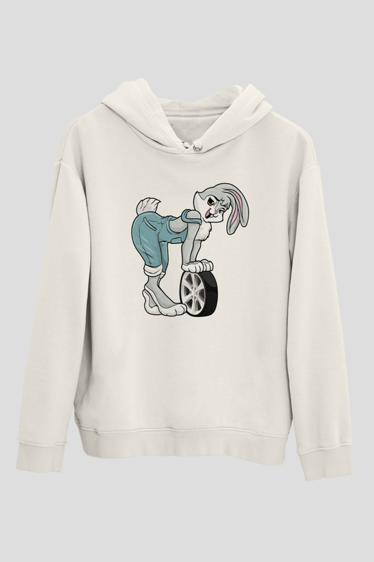 Araba tamircisi Beyaz Unisex Kapüşonlu Sweatshirt