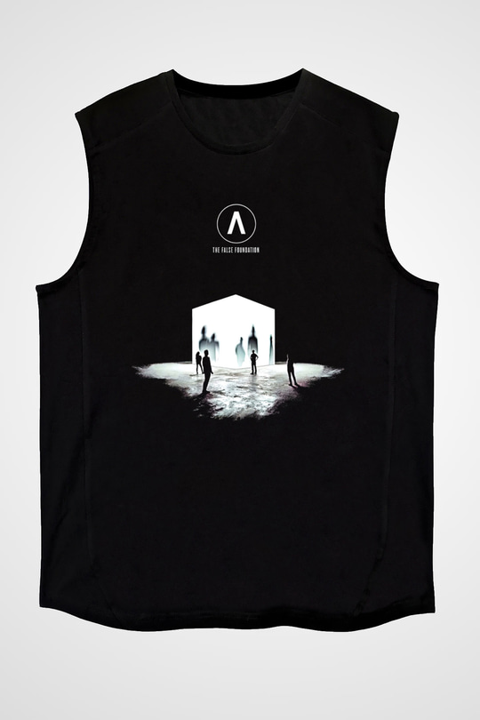 Archive Baskılı Unisex Siyah Kolsuz Tişört - Tshirt