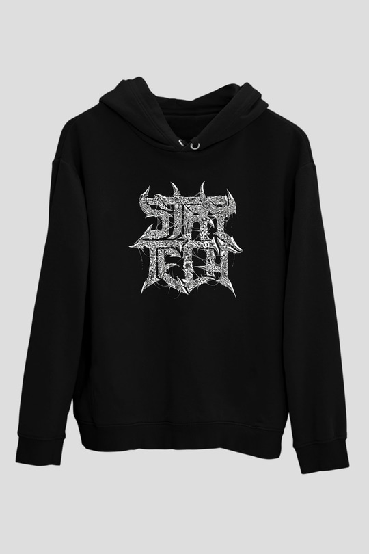 Archspire Baskılı Unisex Siyah Kapüşonlu Sweatshirt