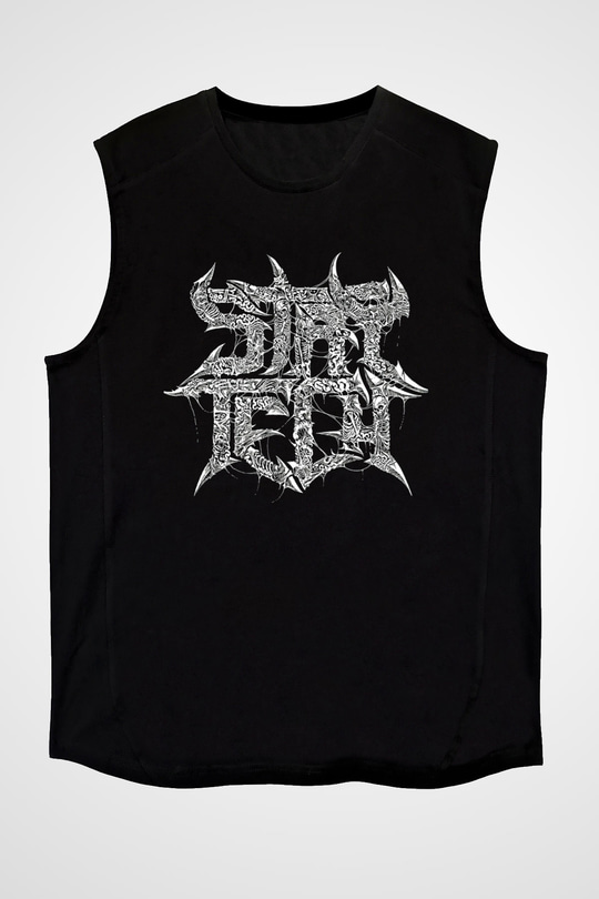 Archspire Baskılı Unisex Siyah Kolsuz Tişört - Tshirt