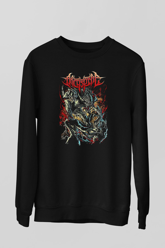 Archspire Baskılı Unisex Siyah Sweatshirt