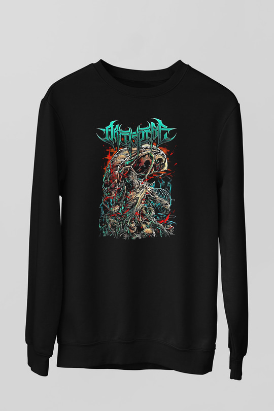 Archspire Baskılı Unisex Siyah Sweatshirt
