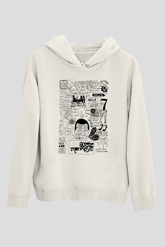 Arctic Monkeys Anticipation Beyaz Unisex Kapüşonlu Sweatshirt