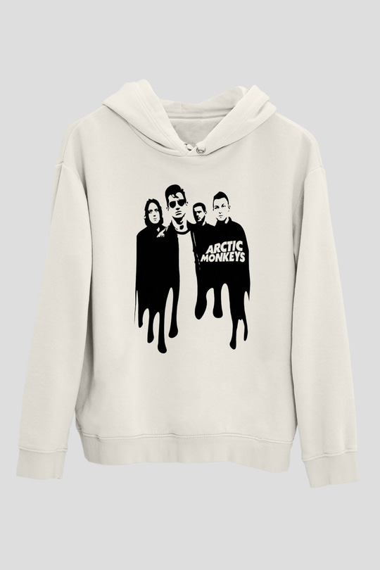 Arctic Monkeys Beyaz Unisex Kapüşonlu Sweatshirt