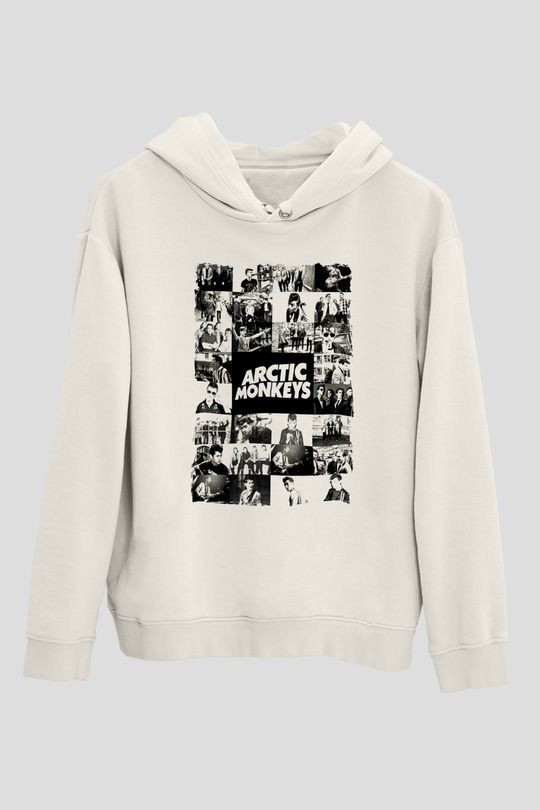 Arctic Monkeys Beyaz Unisex Kapüşonlu Sweatshirt