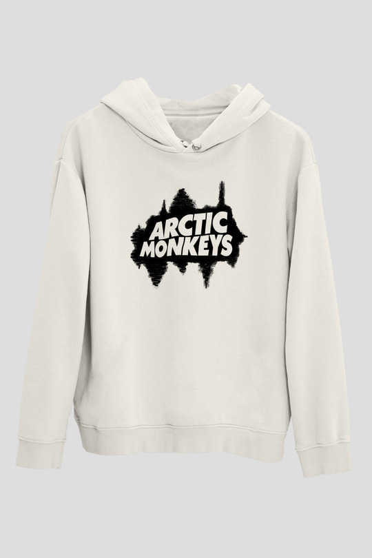 Arctic Monkeys Beyaz Unisex Kapüşonlu Sweatshirt