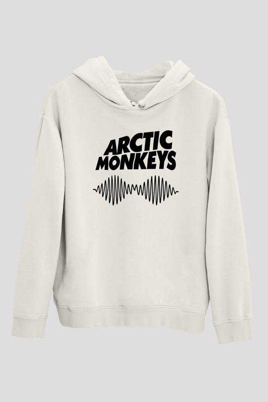 Arctic Monkeys Beyaz Unisex Kapüşonlu Sweatshirt