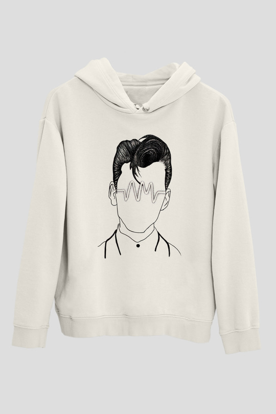 Arctic Monkeys Beyaz Unisex Kapüşonlu Sweatshirt