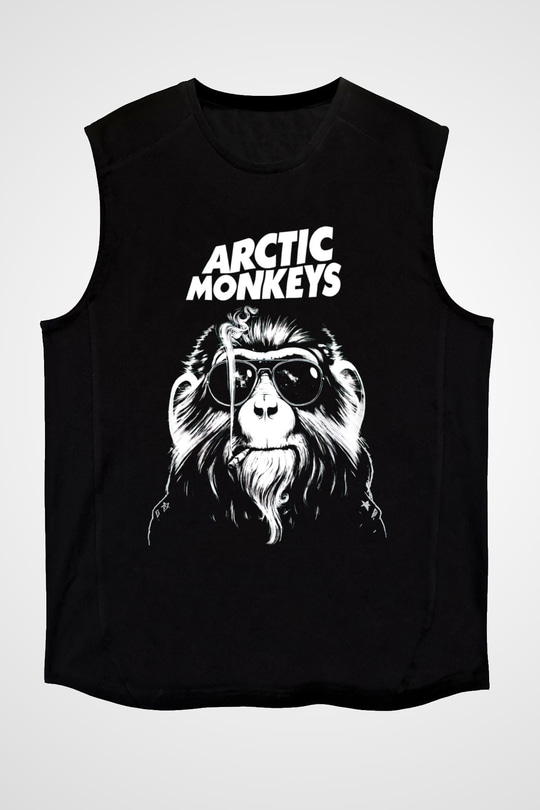 Arctic Monkeys Gözlüklü Maymun Siyah Unisex Kolsuz Tişört
