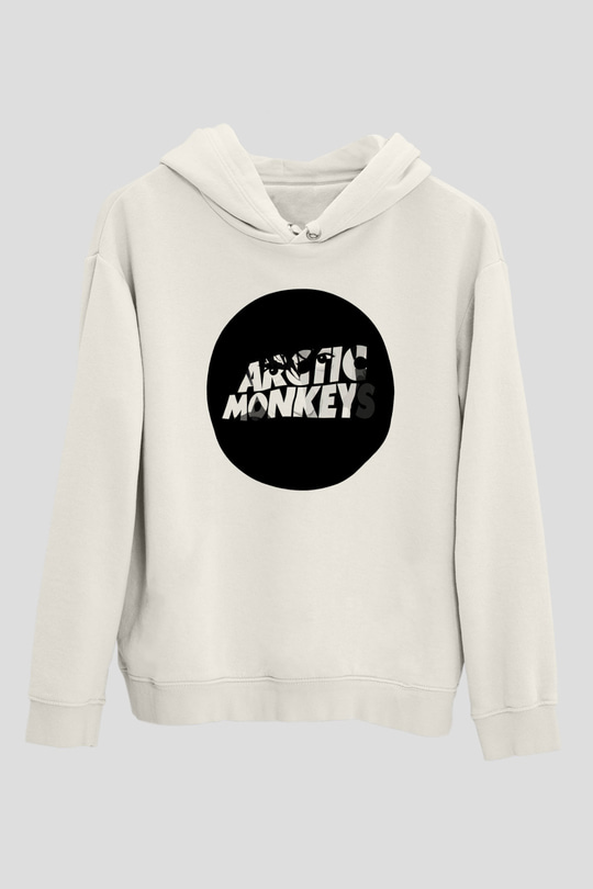 Arctic Monkeys Logo Beyaz Unisex Kapüşonlu Sweatshirt
