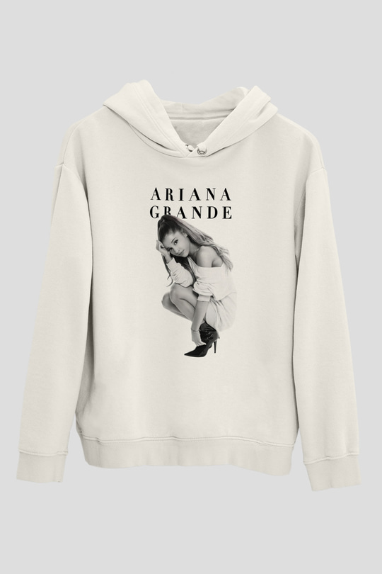 Ariana Grande Beyaz Unisex Kapşonlu Sweatshirt