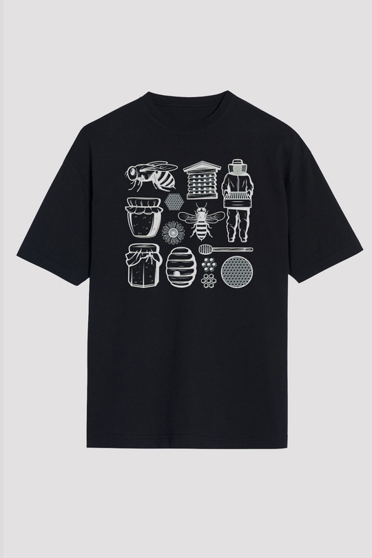 Arıcı Siyah Unisex Oversize Tişört T-Shirt