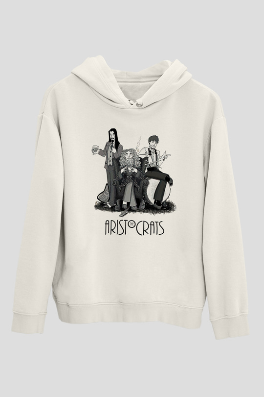 Aristocrats Baskılı Beyaz Unisex Kapüşonlu Sweatshirt