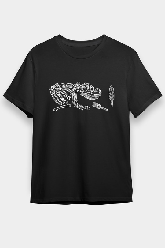 Arkeoloji Baskılı Unisex Siyah Tişört