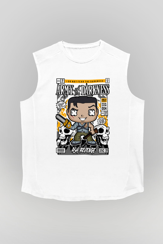 Army Of Darkness Baskılı Unisex Beyaz Kolsuz Tişört