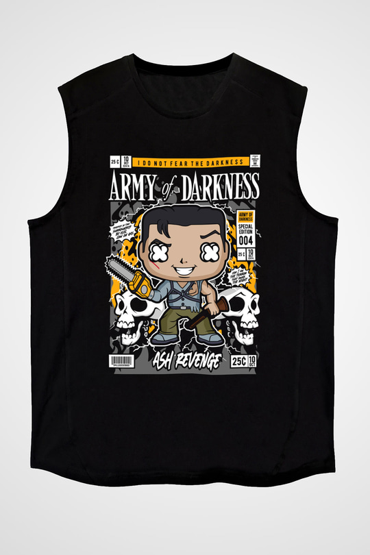 Army Of Darkness Baskılı Unisex Siyah Kolsuz Tişört
