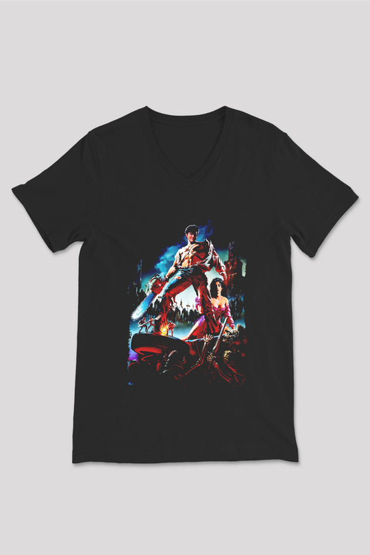 Army of Darkness Siyah Unisex  V Yaka Tişört