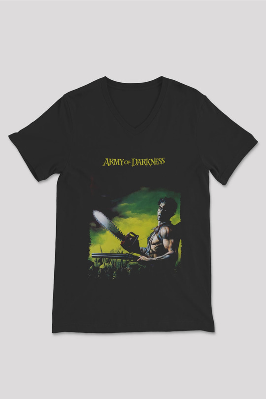 Army of Darkness Siyah Unisex  V Yaka Tişört