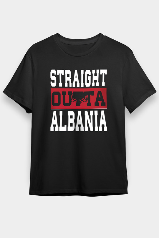 Arnavutluk Siyah Unisex Tişört T-Shirt - TişörtFabrikası