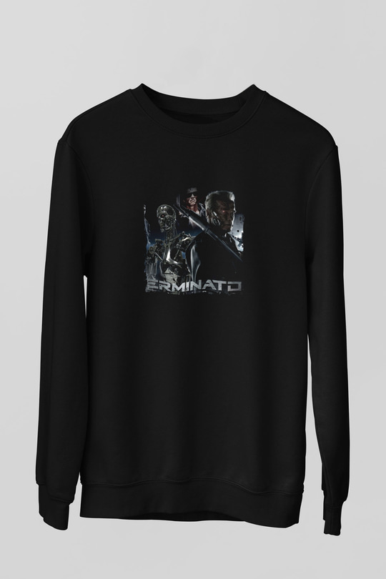 Arnold Schwarzenegger Baskılı Unisex Siyah Sweatshirt