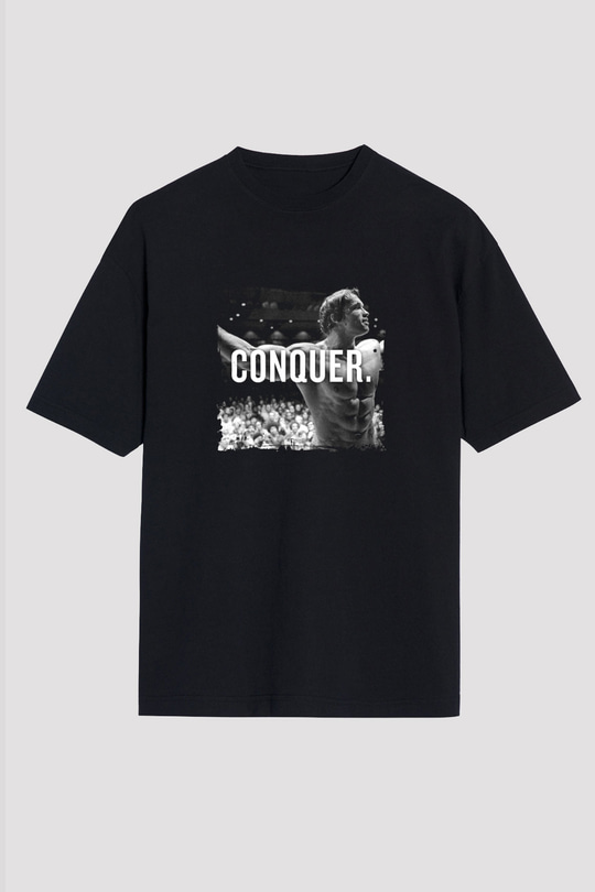 Arnold Schwarzenegger Baskılı Unisex Siyah Oversize Tişört