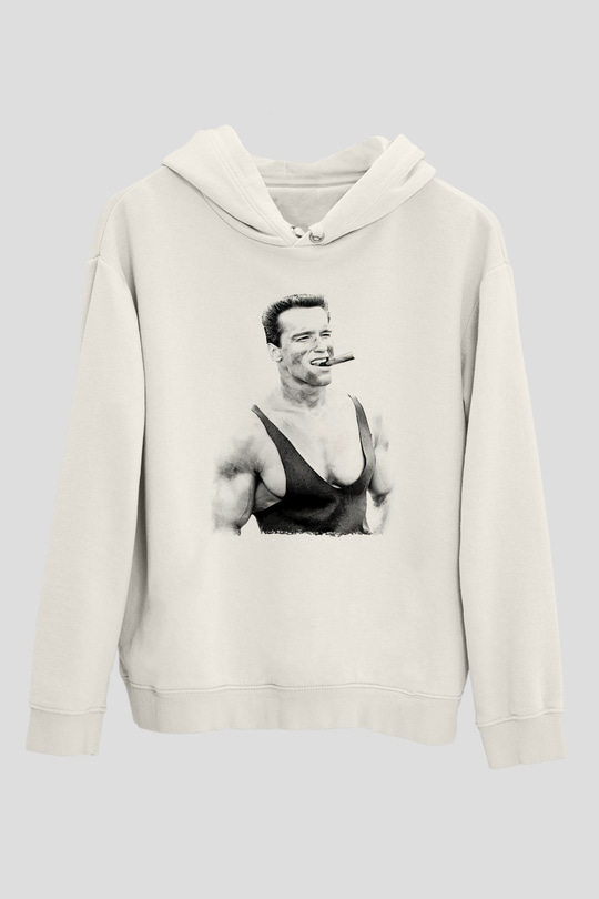 Arnold Schwarzenegger Beyaz Unisex Kapüşonlu Sweatshirt