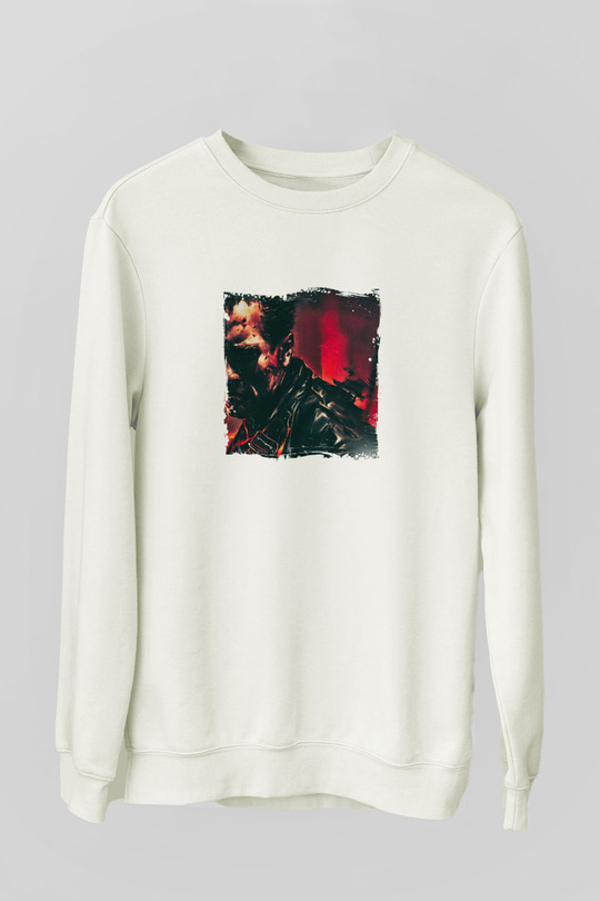 Arnold Schwarzenegger Unisex Baskılı Beyaz Sweatshirt