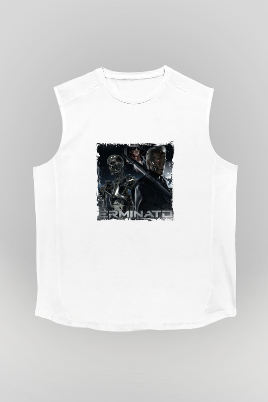 Arnold Schwarzenegger Unisex Baskılı Beyaz Kolsuz Tişört