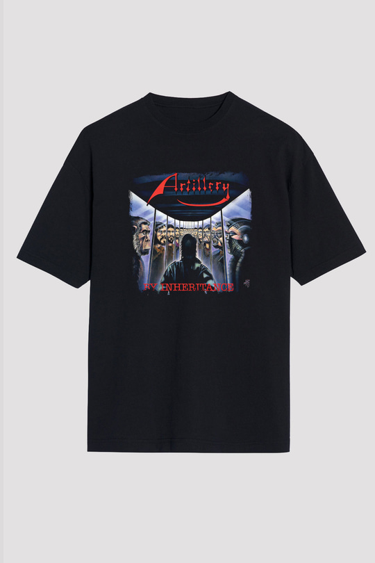 Artillery Baskılı Unisex Siyah Oversize Tişört