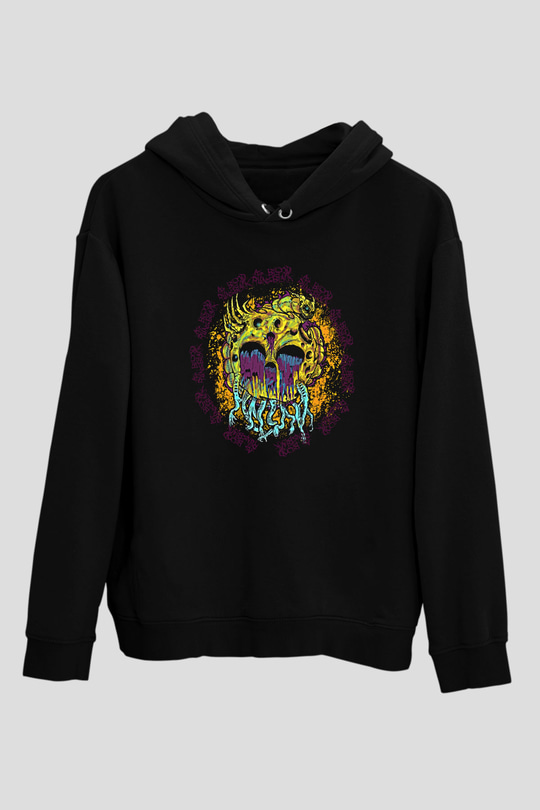 As Blood Runs Black Baskılı Unisex Siyah Kapüşonlu Sweatshirt