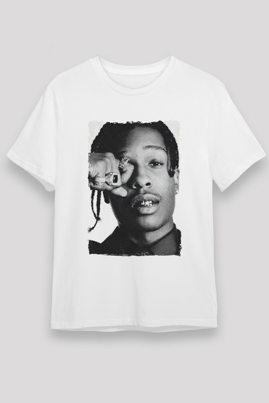 Asap Rocky Baskılı Unisex Beyaz Tişört - Tshirt