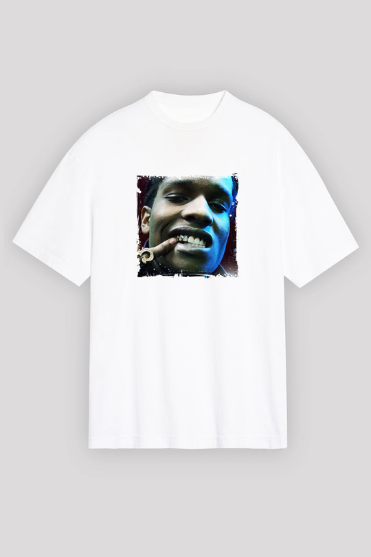 ASAP Rocky Baskılı Unisex Beyaz Tişört
