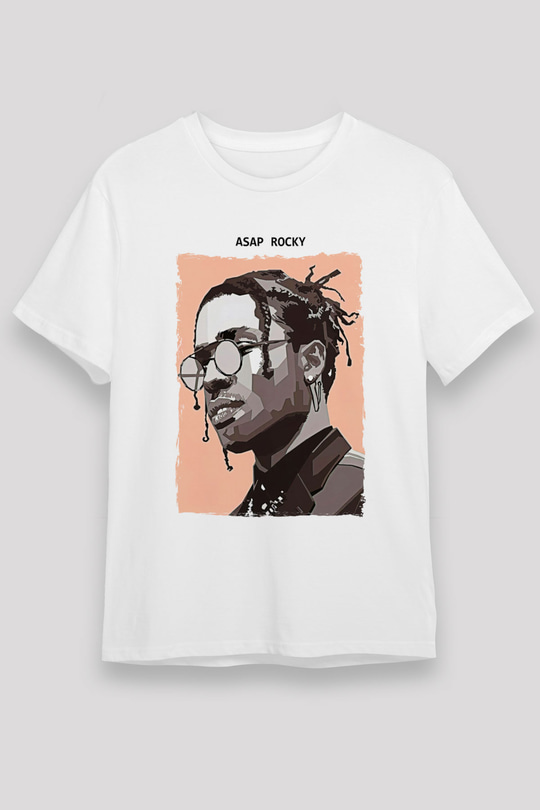 Asap Rocky Baskılı Unisex Beyaz Tişört - Tshirt