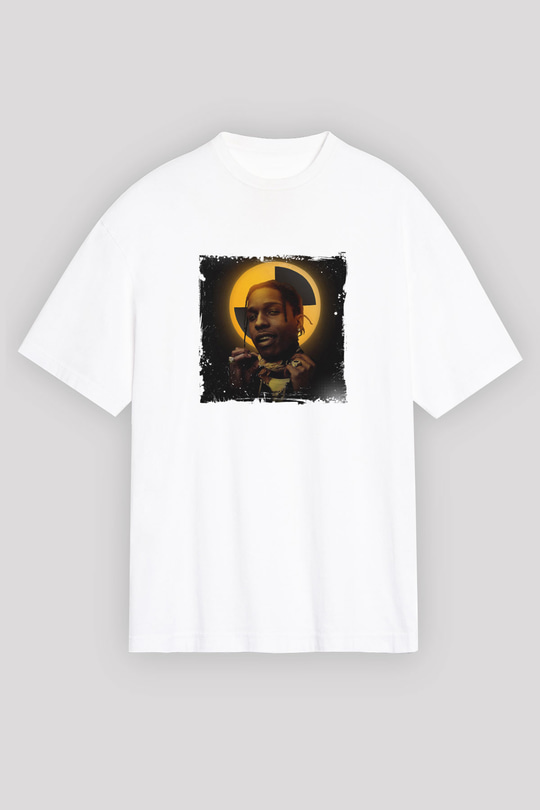 ASAP Rocky Baskılı Unisex Beyaz Tişört