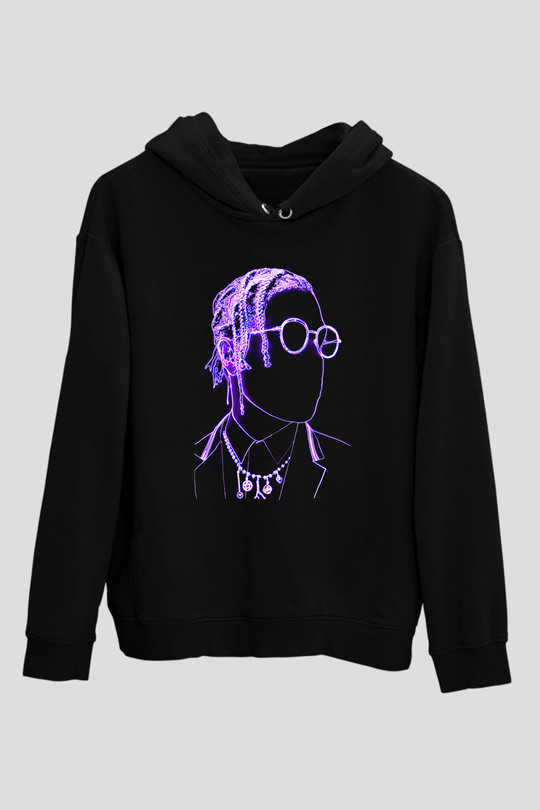 Asap Rocky Baskılı Unisex Siyah Hoodie