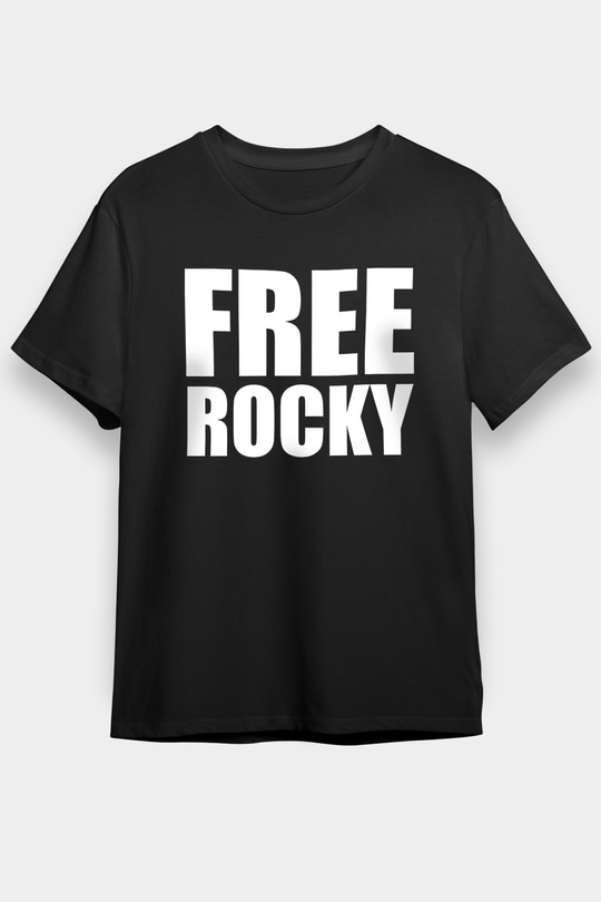 Asap Rocky Baskılı Unisex Siyah Tişört - Tshirt
