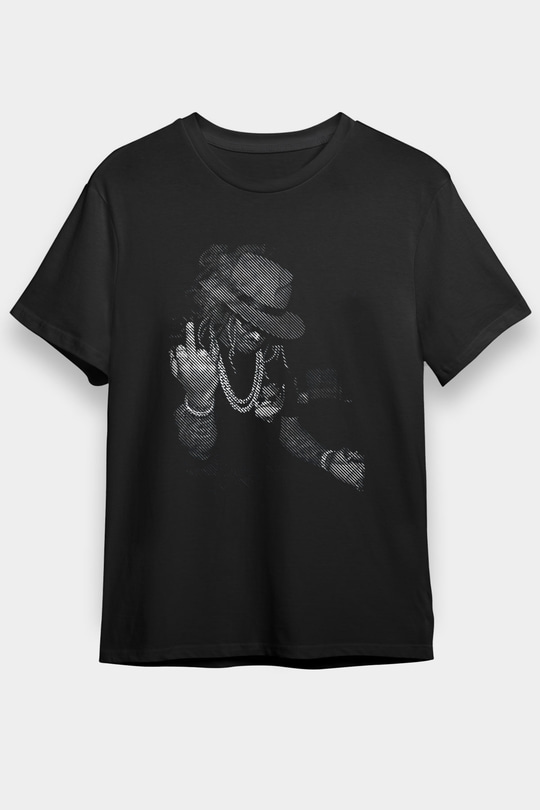 Asap Rocky Baskılı Unisex Siyah Tişört - Tshirt