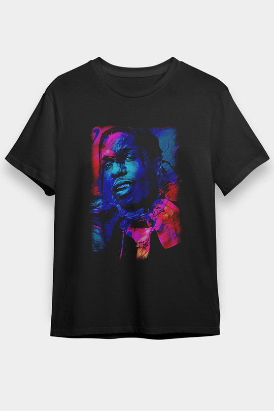 Asap Rocky Baskılı Unisex Siyah Tişört - Tshirt