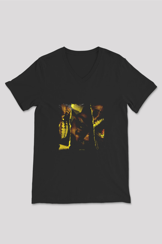 ASAP Rocky Baskılı Unisex Siyah V Yaka Tişört