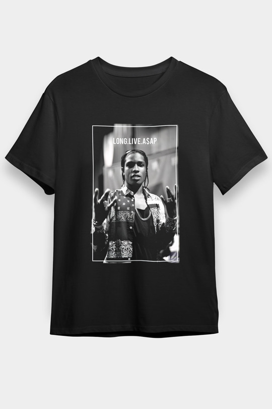 ASAP Rocky Siyah Unisex Tişört T-Shirt - TişörtFabrikası
