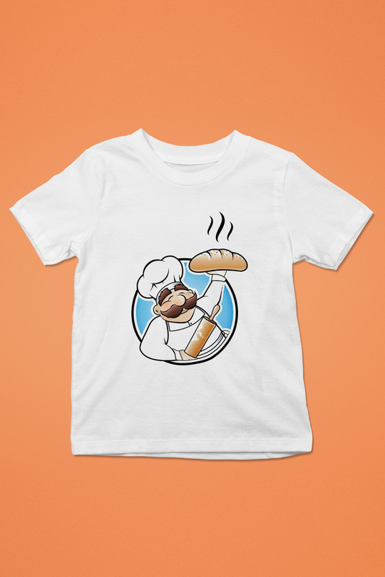 Aşçı Baskılı Beyaz Unisex Çocuk Tişört
