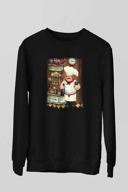Aşçı Siyah Unisex Sweatshirt
