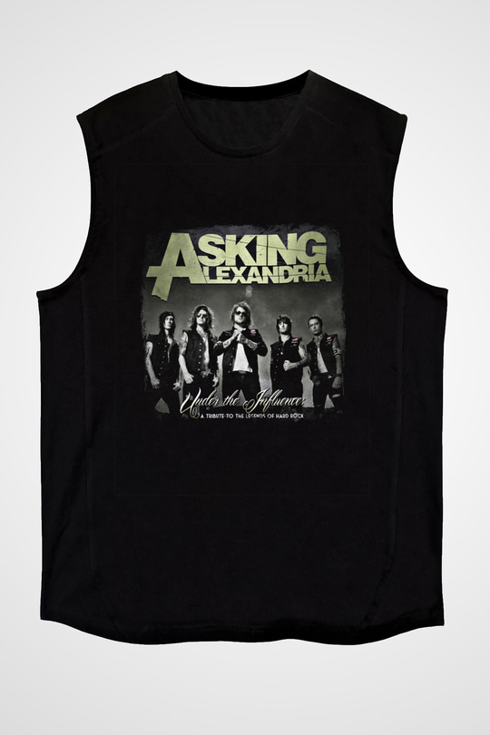 Asking Alexandria Baskılı Unisex Siyah Kolsuz Tişört